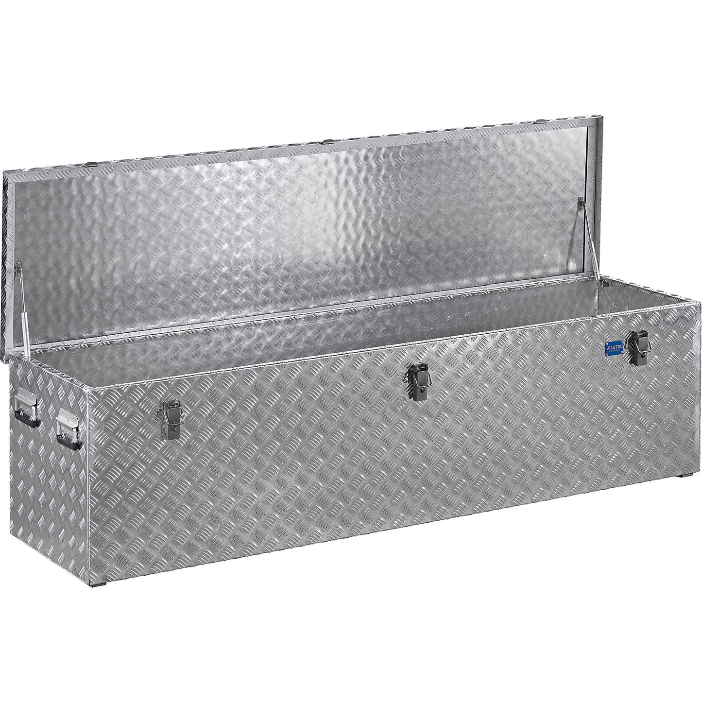 Aluminium chequer plate transport case, with gas pressure spring, capacity 470 l.