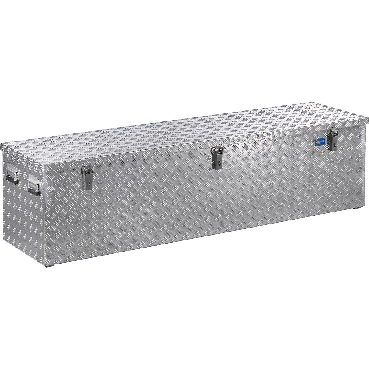 Aluminium chequer plate transport case, with gas pressure spring, capacity 470 l.