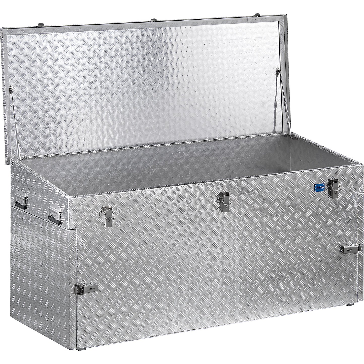 Aluminium chequer plate transport case, with gas pressure spring, capacity 883 l.