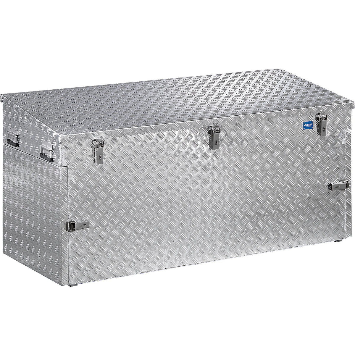 Aluminium chequer plate transport case, with gas pressure spring, capacity 883 l.