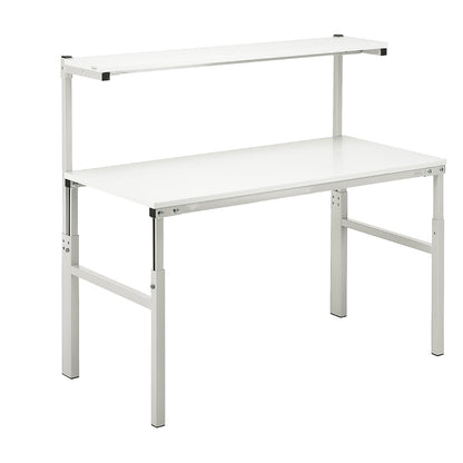 TPH work table with shelf, manual height adjustment, WxD 1500 x 900 mm.