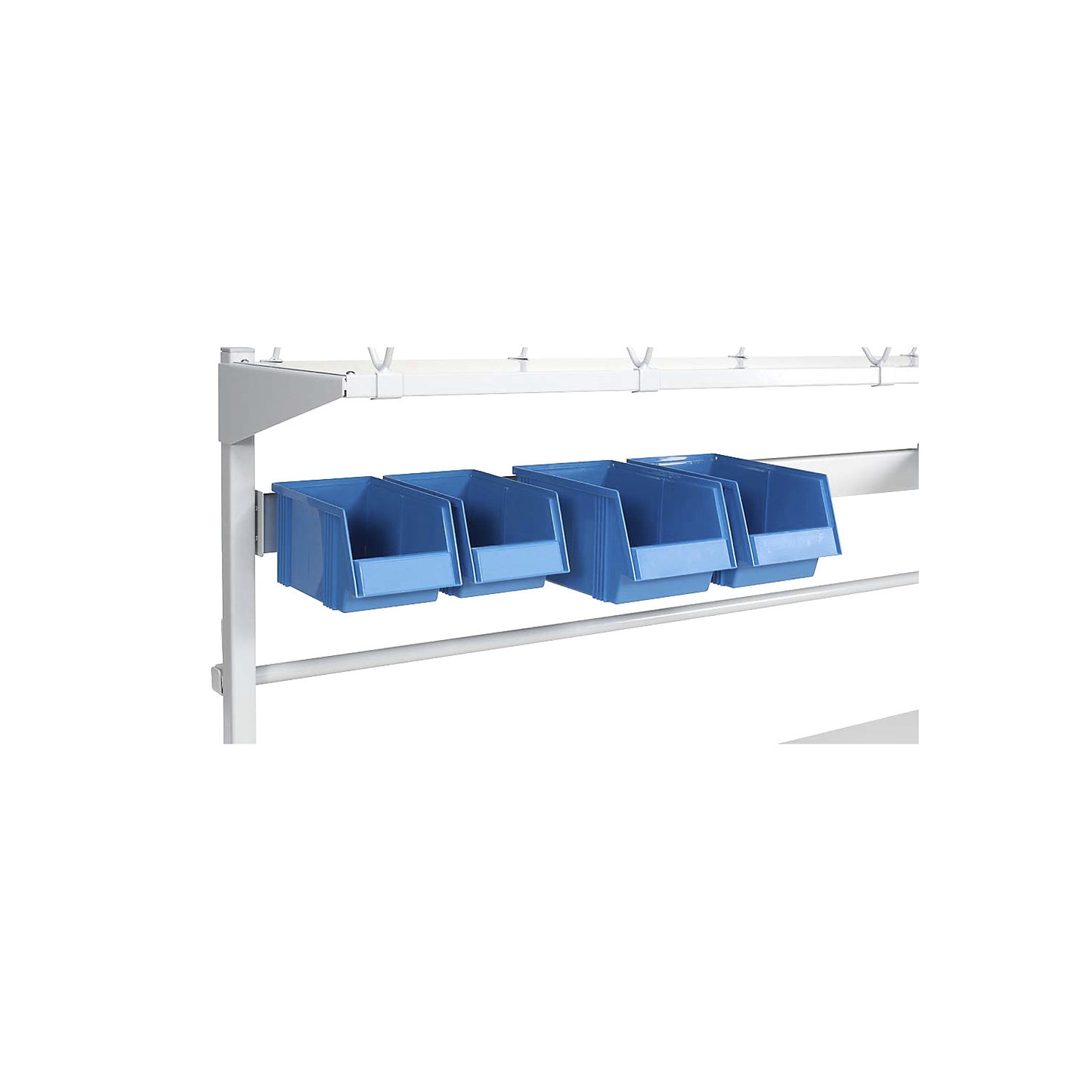 Open fronted storage bin set, pack of 4, sky blue RAL 5015.