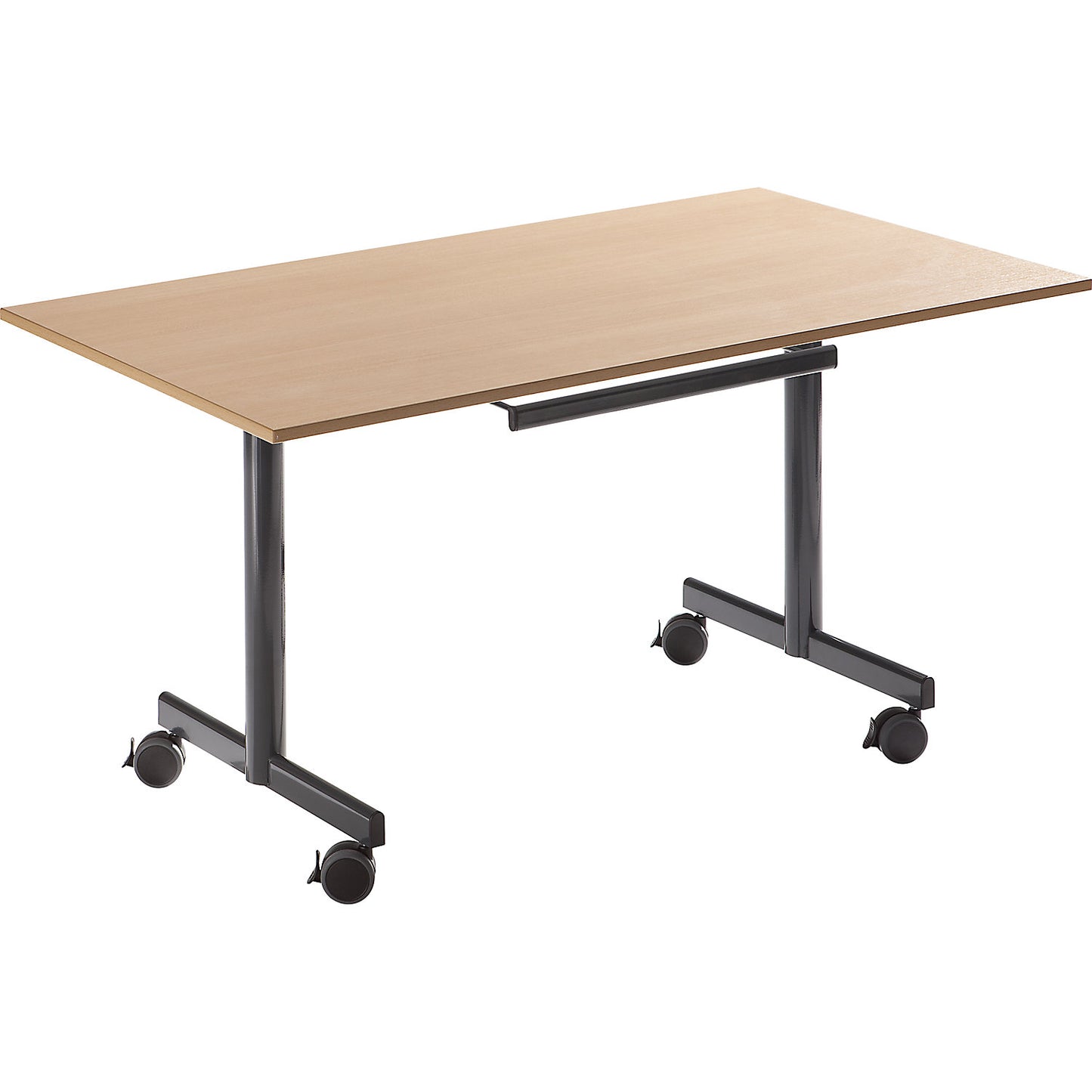Table with folding top, mobile, HxWxD 720 x 1600 x 800 mm, beech finish.