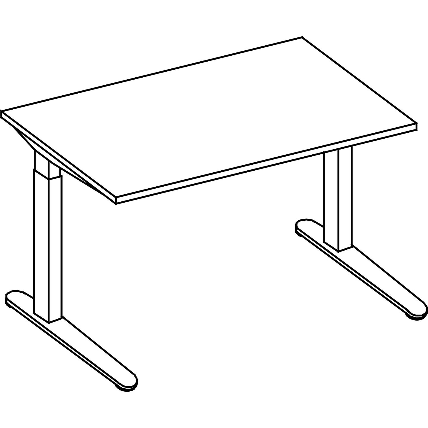 ANNY - Desk with C-foot frame, height adjustable 650 - 850 mm, width 1800 mm, walnut finish / graphite.