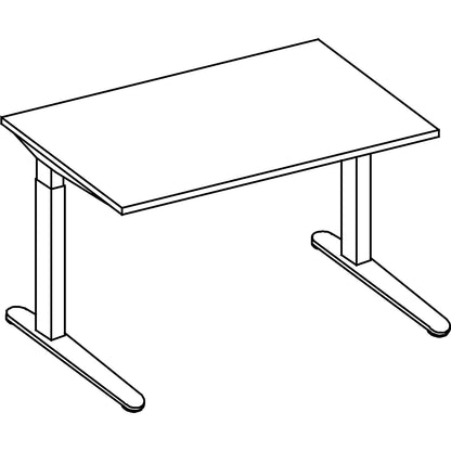 ANNY - Desk with C-foot frame, height adjustable 650 - 850 mm, width 1200 mm, maple finish / white aluminium.