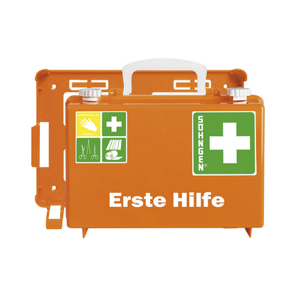 First aid case, DIN 13157 compliant, HxWxD 170 x 260 x 110 mm, with contents.
