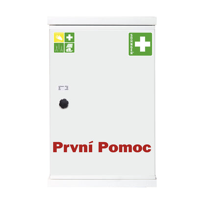 First aid cupboard, DIN 13169, single door, white, HxWxD 560 x 360 x 200 mm, without contents.