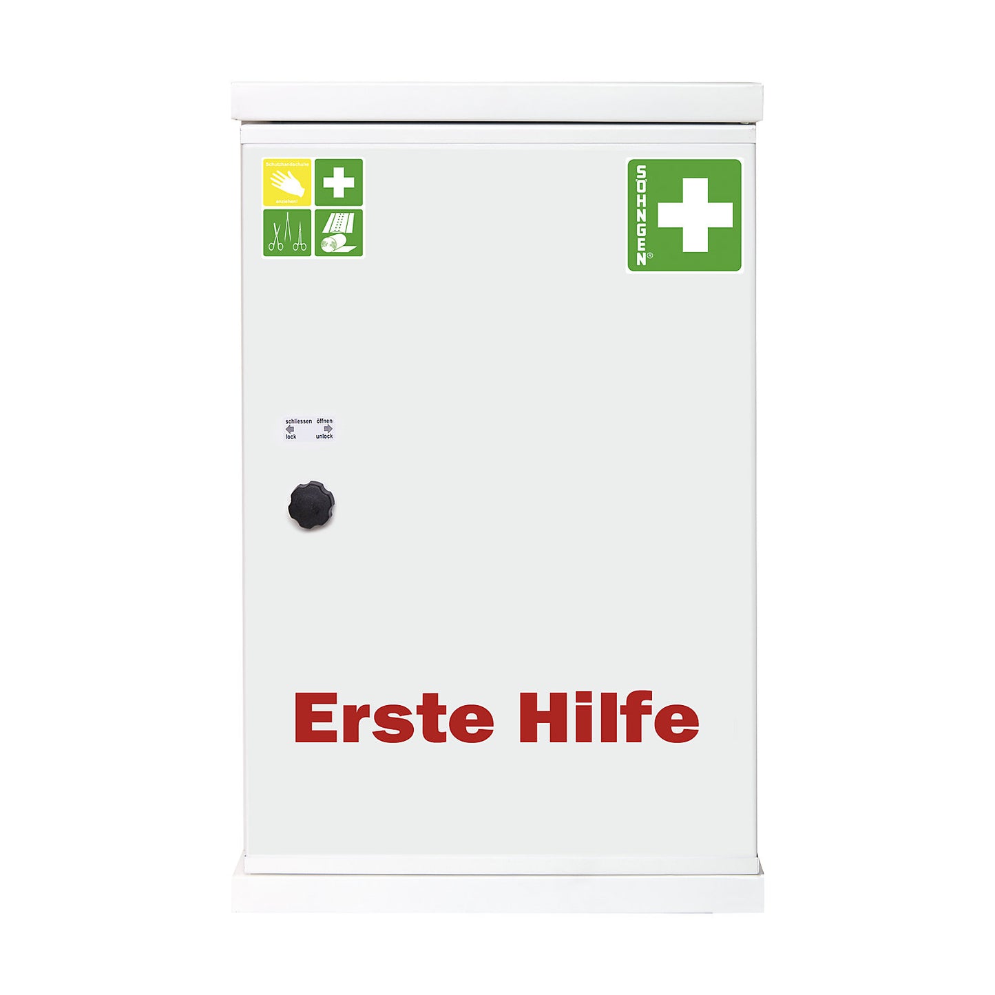 First aid cupboard, DIN 13169, single door, white, HxWxD 560 x 360 x 200 mm, without contents.