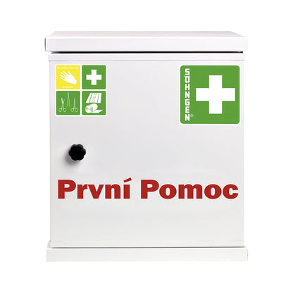 First aid cupboard, DIN 13157, without contents, white, depth 200 mm, HxW 420 x 360 mm.