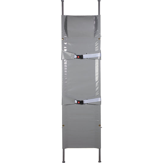 Stretcher, 1 x folding, folded dims. 1920 x 150 x 145 mm, 2 safety straps, 4 gliding feet.