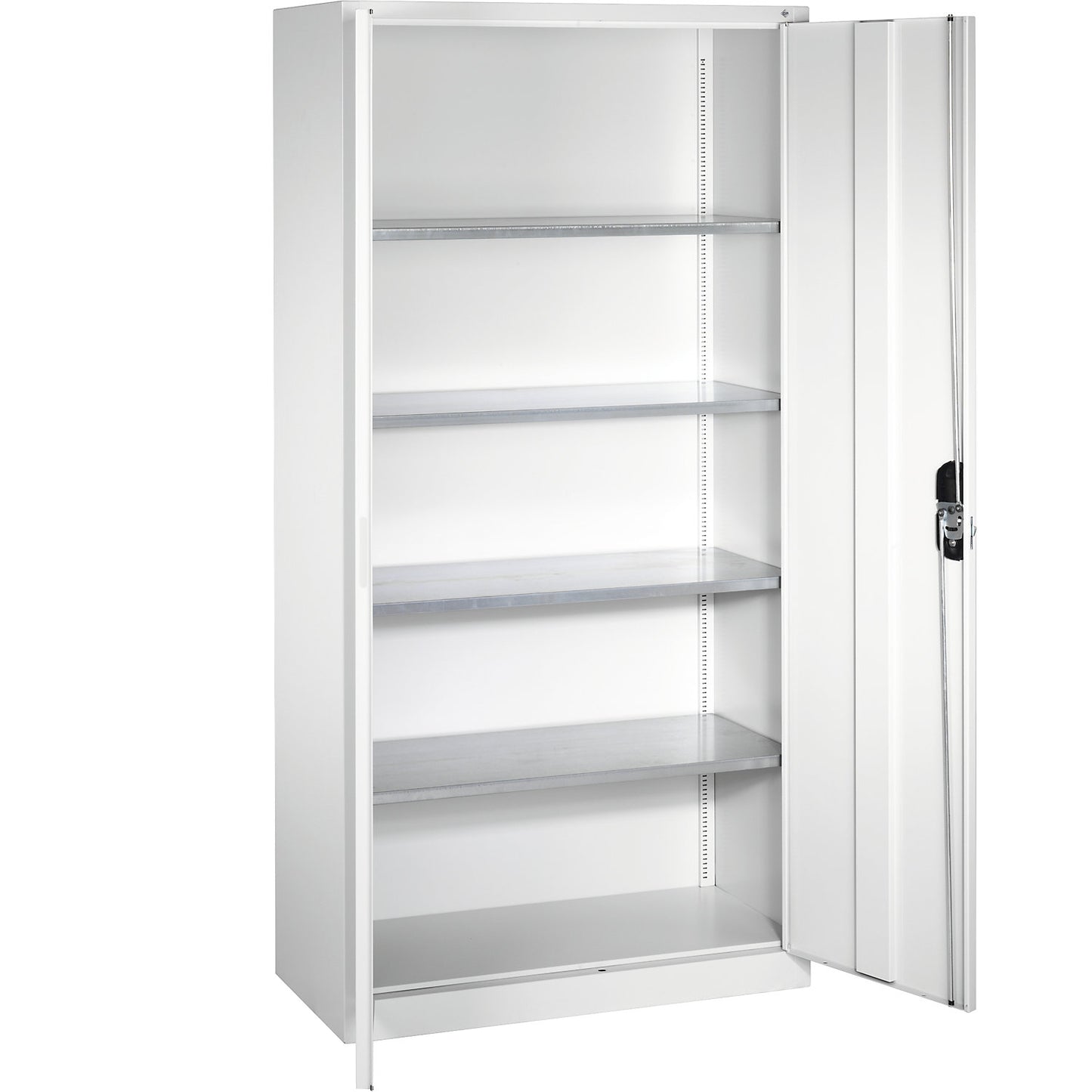 Steel cabinet with double doors, HxWxD 1950 x 1000 x 420 mm, traffic white.