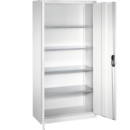Steel cabinet with double doors, HxWxD 1950 x 1000 x 420 mm, traffic white.