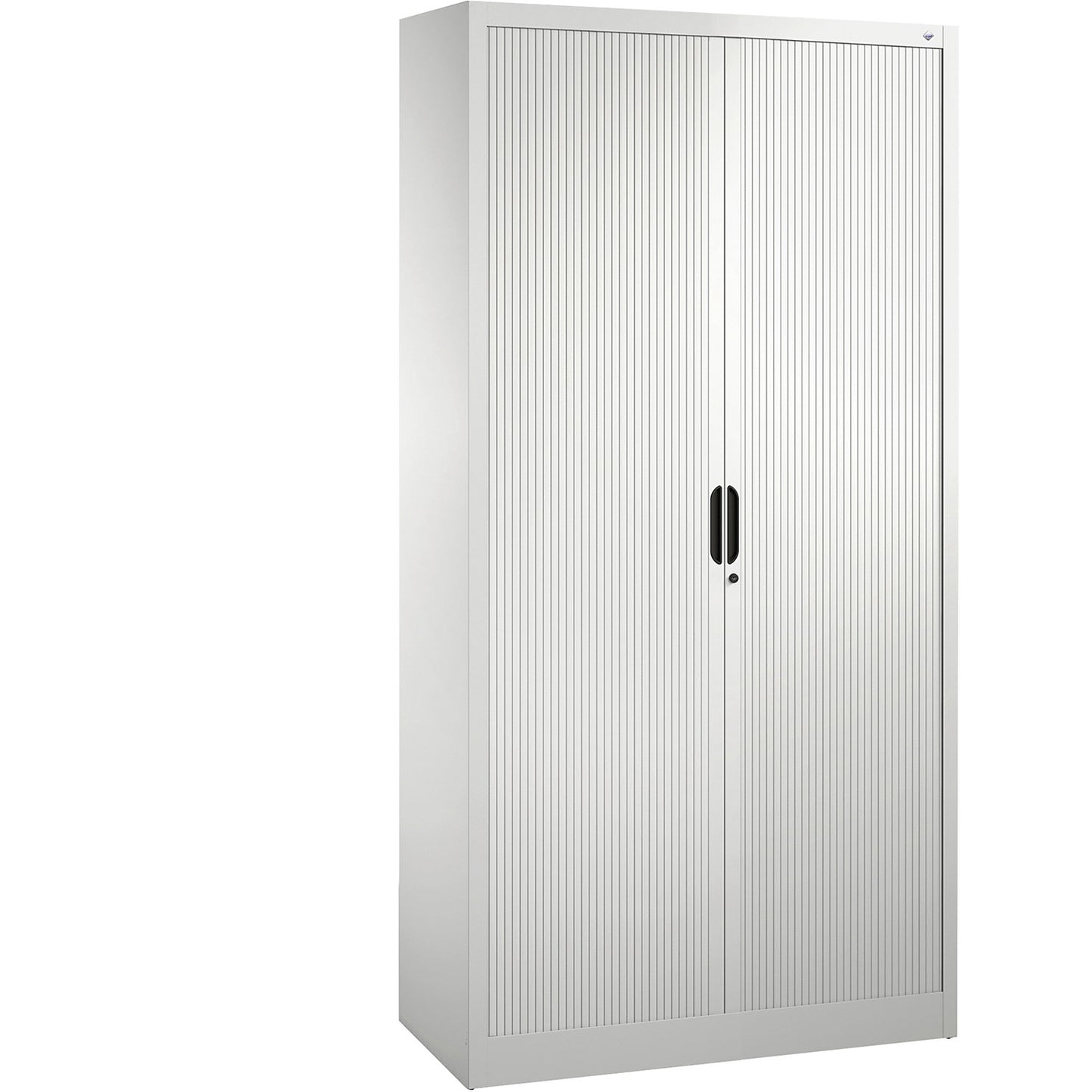 Roller shutter cupboard with horizontal shutter, HxWxD 1980 x 1000 x 420 mm, 4 shelves, 5 file heights, traffic white.