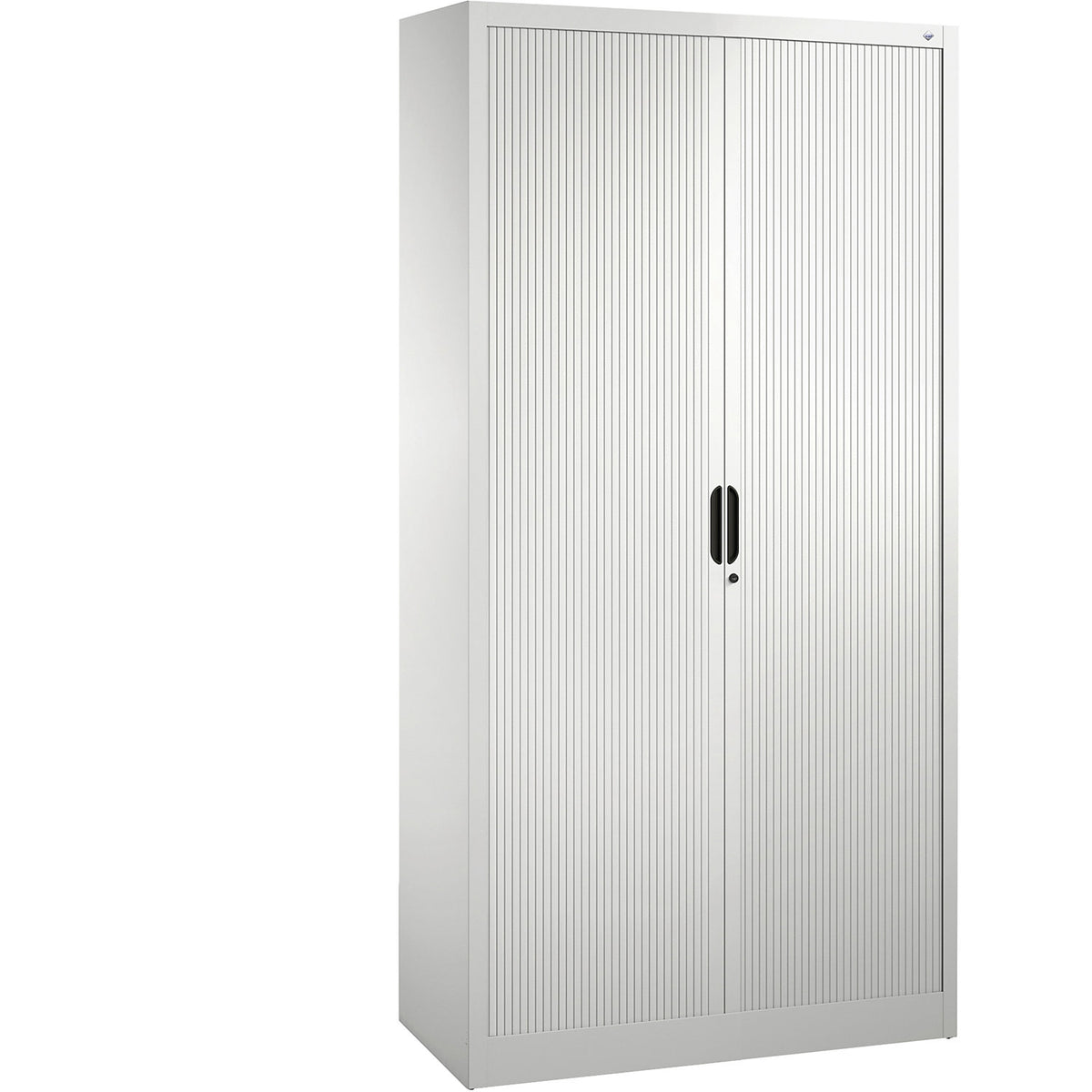 Roller shutter cupboard with horizontal shutter, HxWxD 1980 x 1000 x 420 mm, 4 shelves, 5 file heights, traffic white.