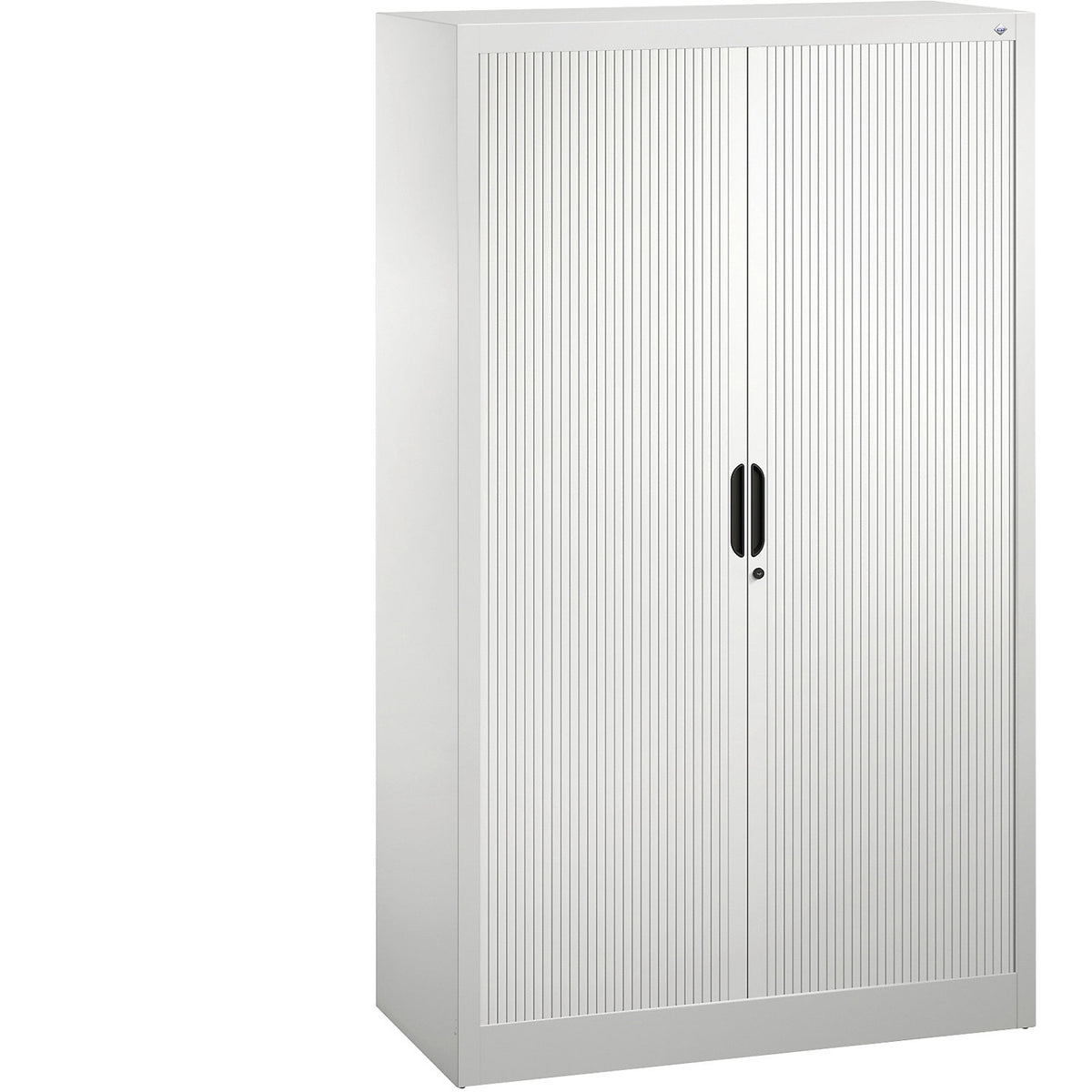 Roller shutter cupboard with horizontal shutter, HxWxD 1660 x 1000 x 420 mm, 3 shelves, 4 file heights, traffic white.