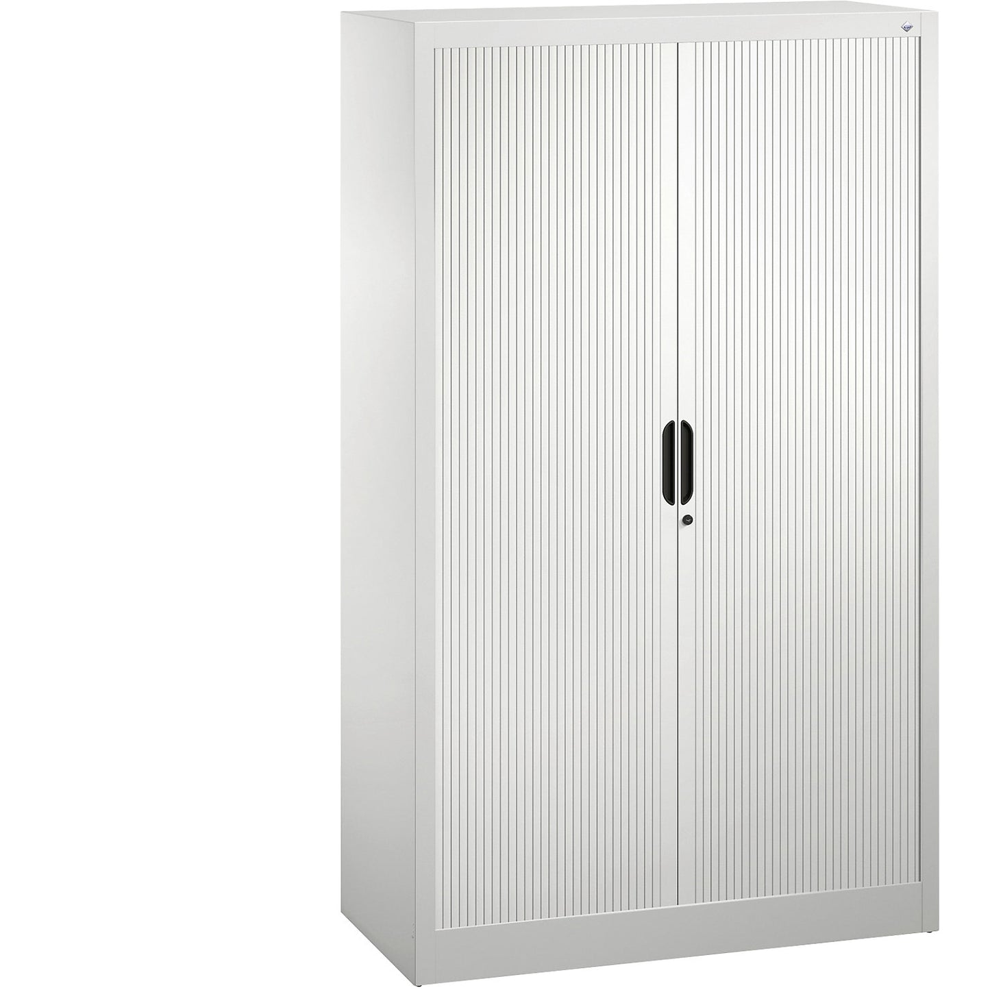 Roller shutter cupboard with horizontal shutter, HxWxD 1660 x 1000 x 420 mm, 3 shelves, 4 file heights, traffic white.