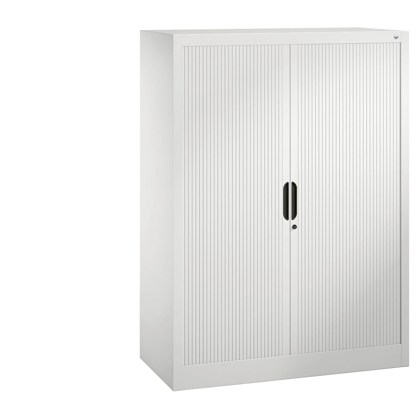 Roller shutter cupboard with horizontal shutter, HxWxD 1345 x 1000 x 420 mm, 3 shelves, 3.5 file heights, traffic white.