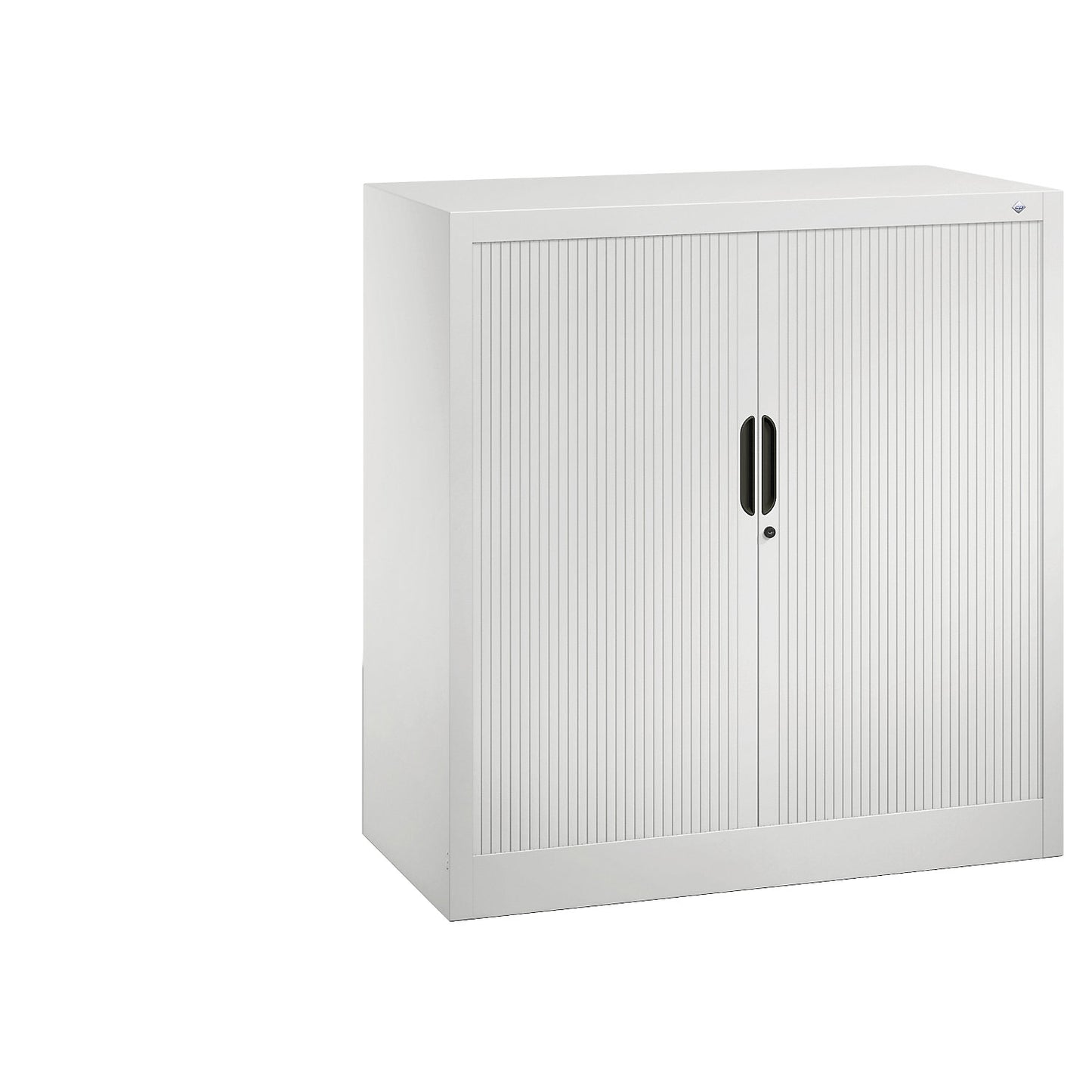 Roller shutter cupboard with horizontal shutter, HxWxD 1030 x 1000 x 420 mm, 2 shelves, 2.5 file heights, traffic white.