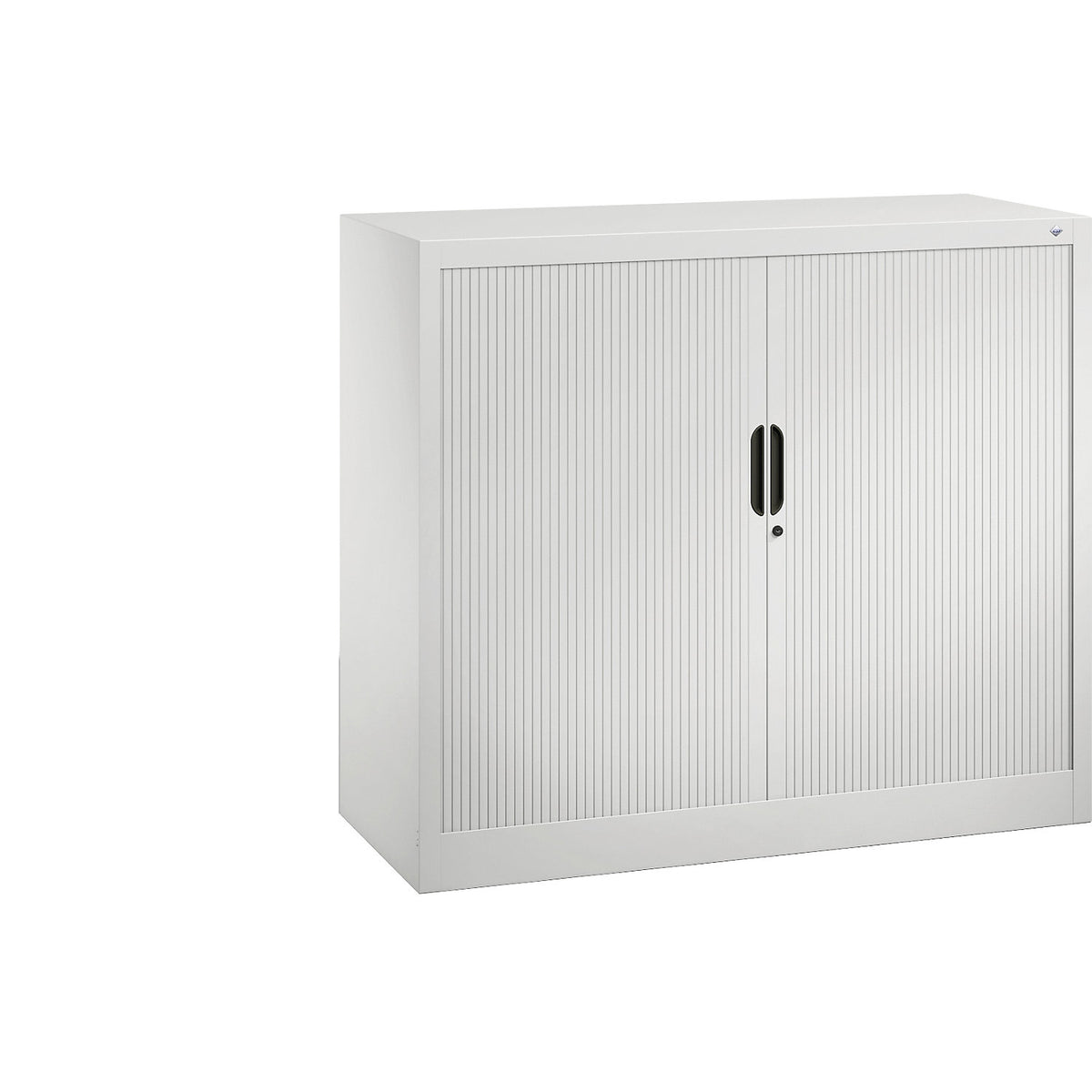 Roller shutter cupboard with horizontal shutter, HxWxD 1030 x 1200 x 420 mm, 2 shelves, 2.5 file heights, traffic white.