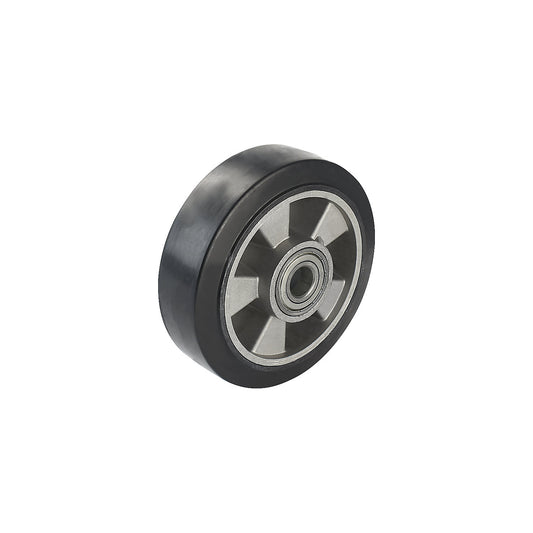 Elastic solid rubber tyre, black, precision ball bearings, wheel Ø x width 200 x 50 mm.
