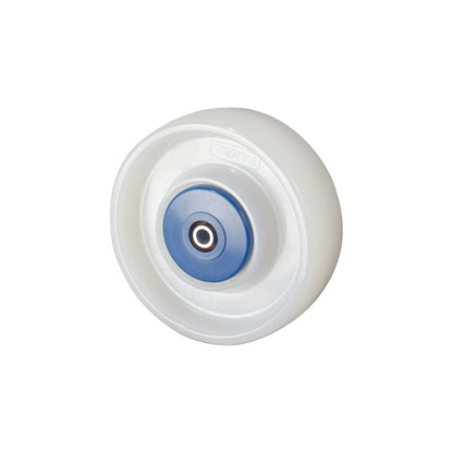 Nylon wheel, white, precision ball bearings, wheel Ø x width 100 x 36 mm.