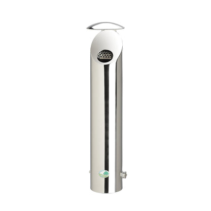 Stainless steel wall ashtray, lockable, 2.5 l, HxØ 530 x 180 mm, polished.