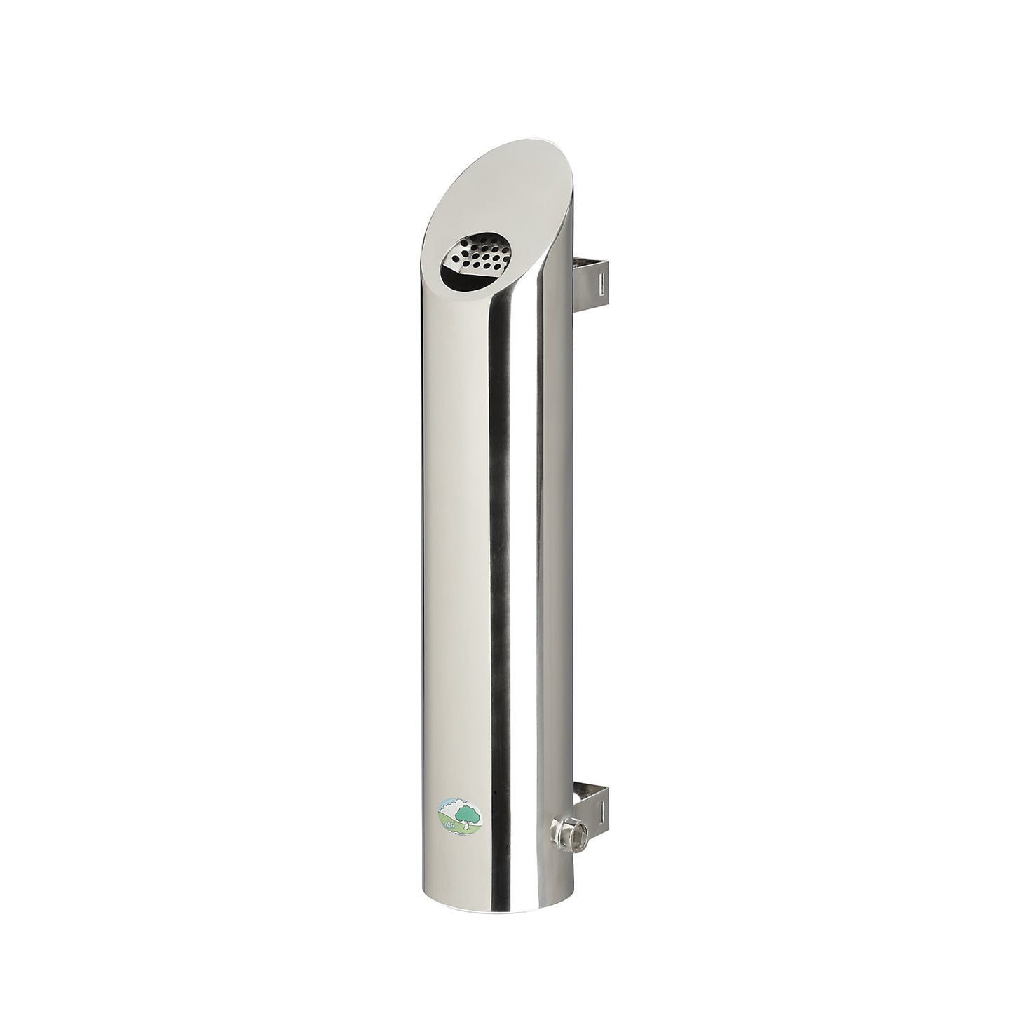 Stainless steel wall ashtray, lockable, 2.5 l, HxØ 530 x 180 mm, polished.