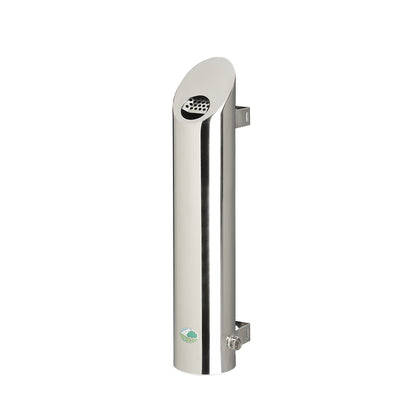 Stainless steel wall ashtray, lockable, 2.5 l, HxØ 530 x 180 mm, polished.