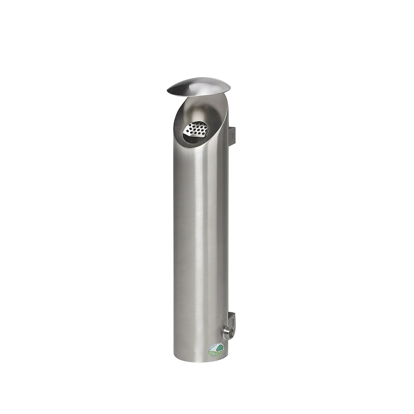 Stainless steel wall ashtray, lockable, 2.5 l, HxØ 530 x 180 mm, brushed.