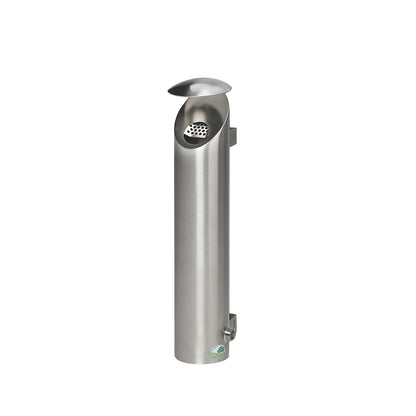 Stainless steel wall ashtray, lockable, 2.5 l, HxØ 530 x 180 mm, brushed.