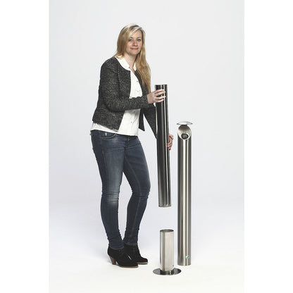 Stainless steel pedestal ashtray, lockable, capacity 4.2 l, Ø 120 mm, brushed.