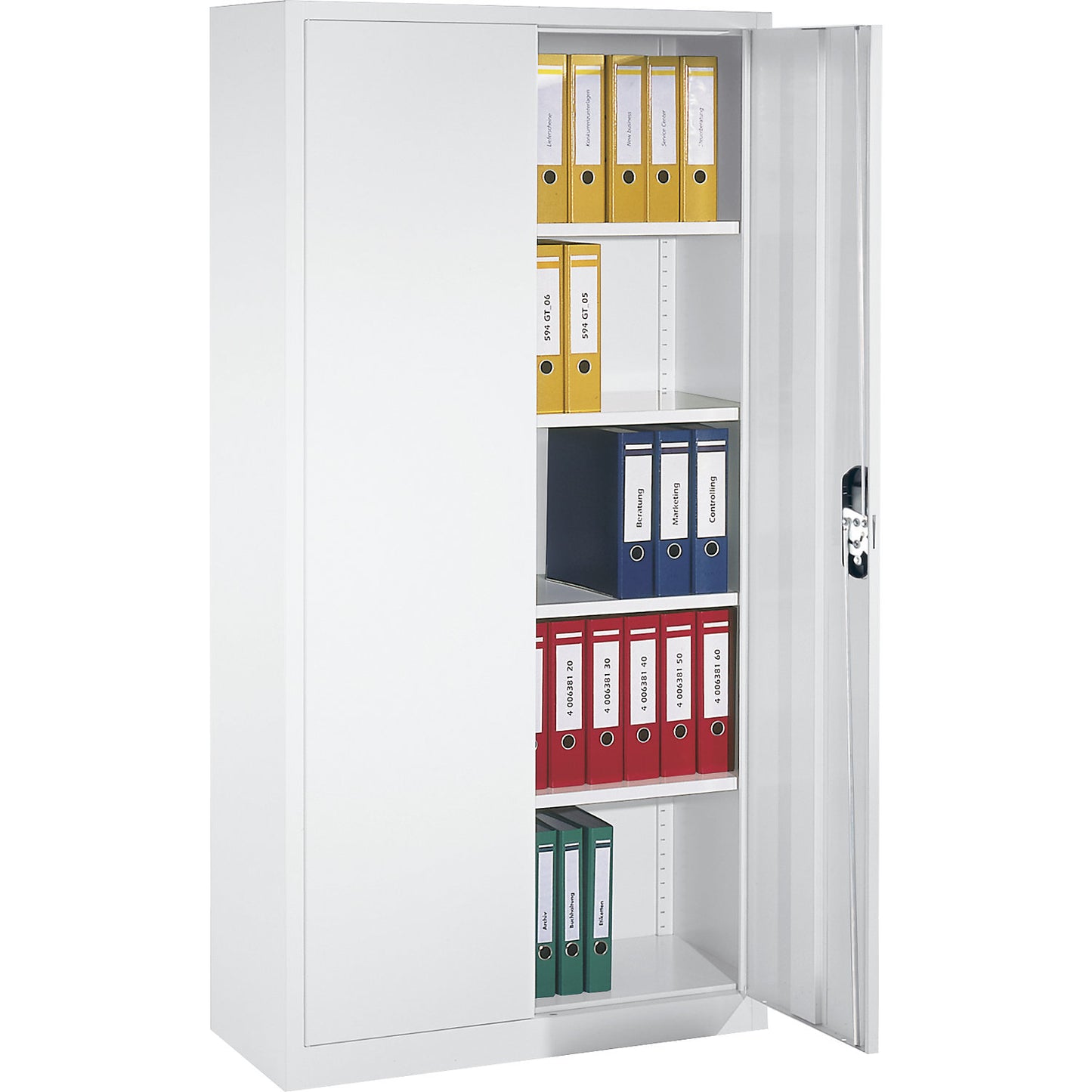 Steel cabinet with double doors, HxWxD 1950 x 1000 x 420 mm, traffic white.