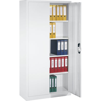 Steel cabinet with double doors, HxWxD 1950 x 1000 x 420 mm, traffic white.