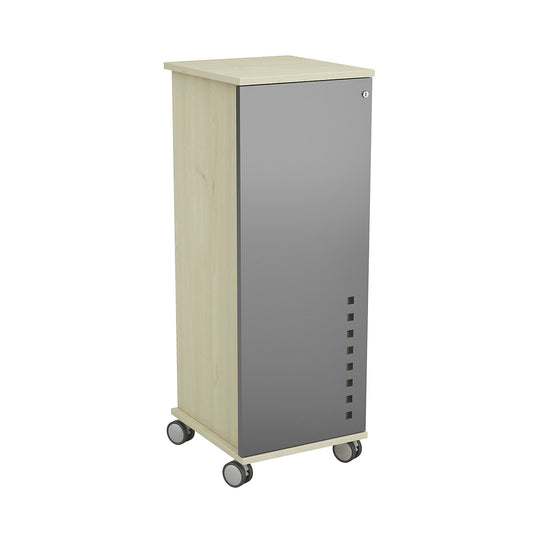 Office and media caddy, with 4 compartments, 1 extendable countertop, beech finish.