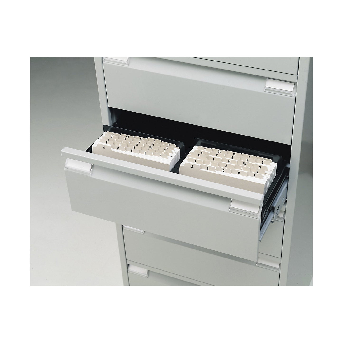 File card support, pack of 10, for card file cabinet A6, 2 track, black.