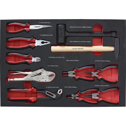 Tool shadow boards, pliers/hammer set, for WxD 570 x 410 mm, 11-piece.