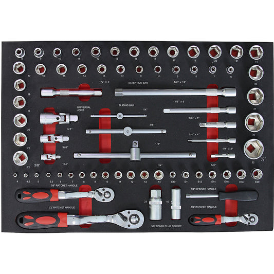 Tool shadow boards, box spanner set, for WxD 536 x 410 mm, 63-piece.
