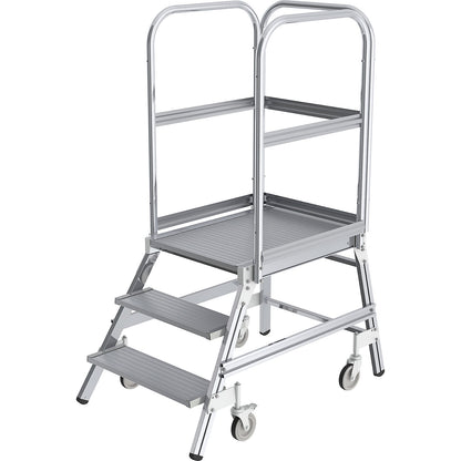 Platform steps with single sided access, platform and steps made of light alloy, 3 steps inclusive platforms.
