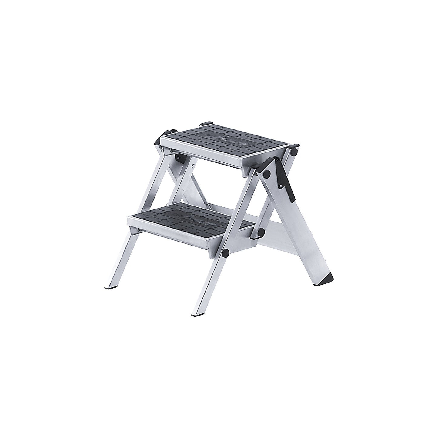 Aluminium folding steps, aluminium steps with PVC coating, without safety rail, 2 steps.