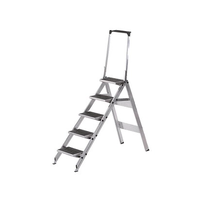 Aluminium folding steps, aluminium steps with PVC coating, with safety rail, 5 steps.