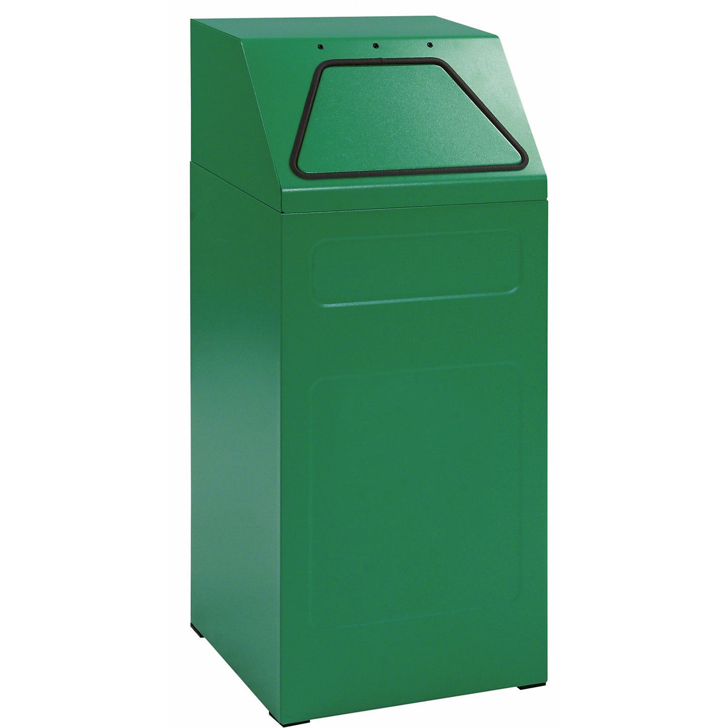 Recycling bin, fire-retardant, capacity 65 l, WxHxD 400 x 960 x 380 mm, green RAL 6024.