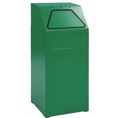 Recycling bin, fire-retardant, capacity 65 l, WxHxD 400 x 960 x 380 mm, green RAL 6024.