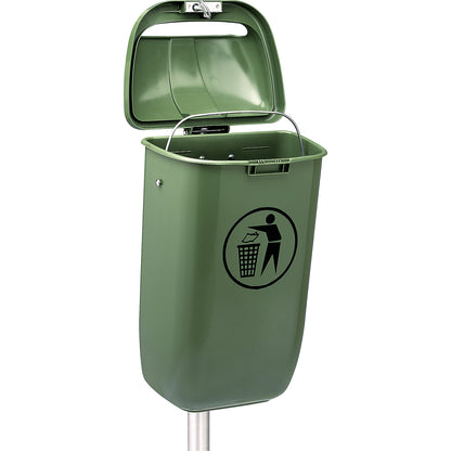 Outdoor waste container, DIN 30713, capacity 50 l, green.