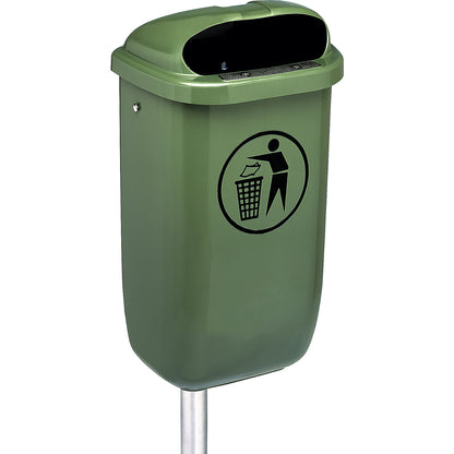 Outdoor waste container, DIN 30713, capacity 50 l, green.