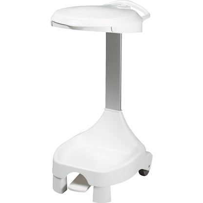 Pedal operated waste sack stand with castors, with 2 fixed castors, 2 support feet, white.