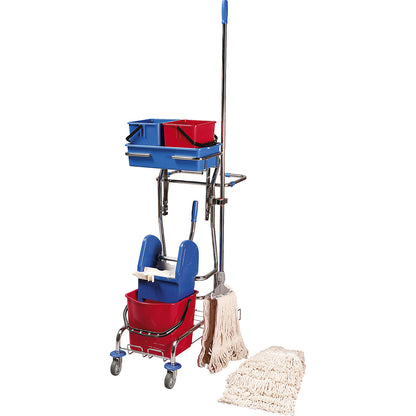 Cleaning trolley set, LxWxH 750 x 460 x 1220 mm, stair compatible, floor mop set.