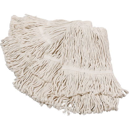 Floor mop, pack of 10, cotton and polyester blend, white.