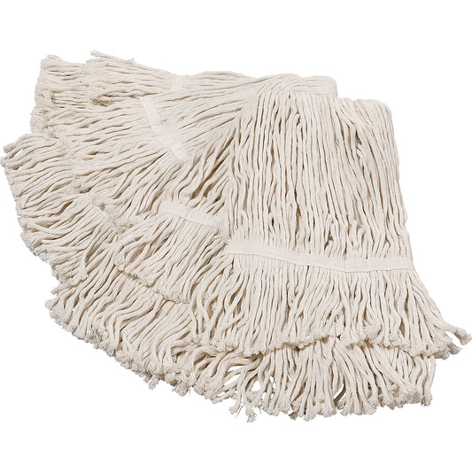 Floor mop, pack of 10, cotton and polyester blend, white.