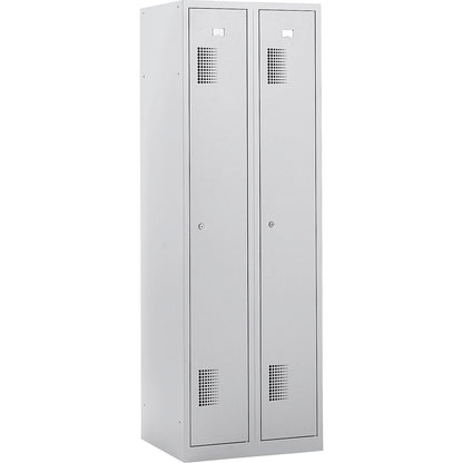 Amsterdam clothes locker, antibacterial, 2 compartments, light grey, width 600 mm.