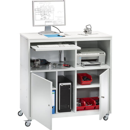 PC desk, mobile, HxWxD 1184 x 1180 x 590 mm, light grey RAL 7035.